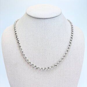 VTG Sterling Silver 925 Round Link Chain Necklace Lobster Clasp Size 24" Length